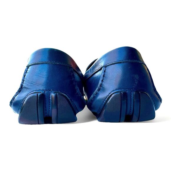 Ferragamo Navy Leather Gancini Loafers – NWOT, Gunmetal Bit, Italian Classic - Picture 6 of 16